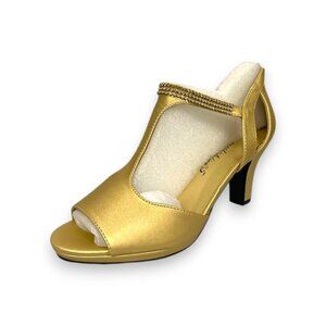 Easy Street Flash Womens Dress Sandal Gold Satin US Size 6 WW-Retail $65
